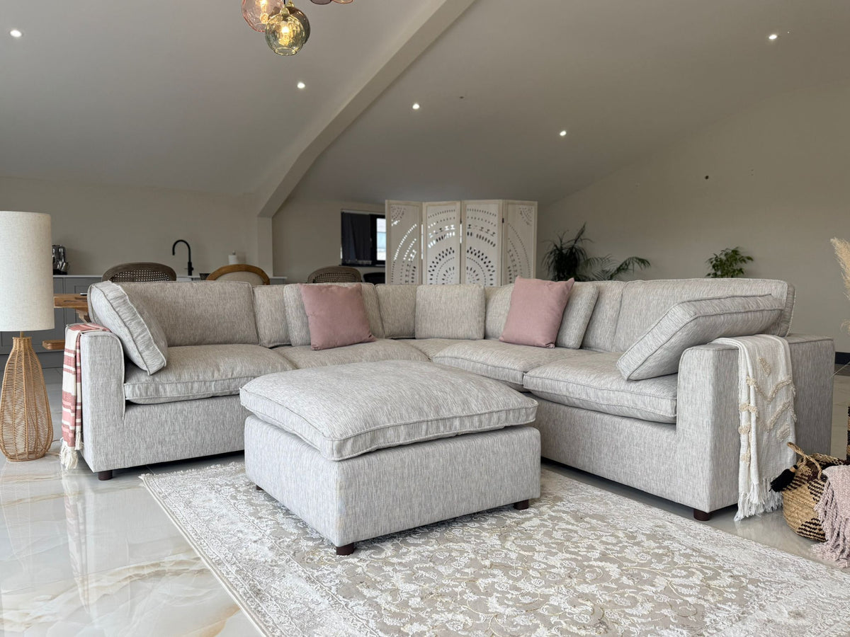 Santorini Sofa Large Corner with Footstool Grey