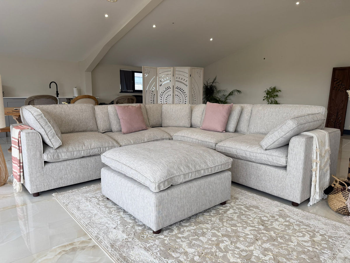 Santorini Sofa Large Corner with Footstool Grey