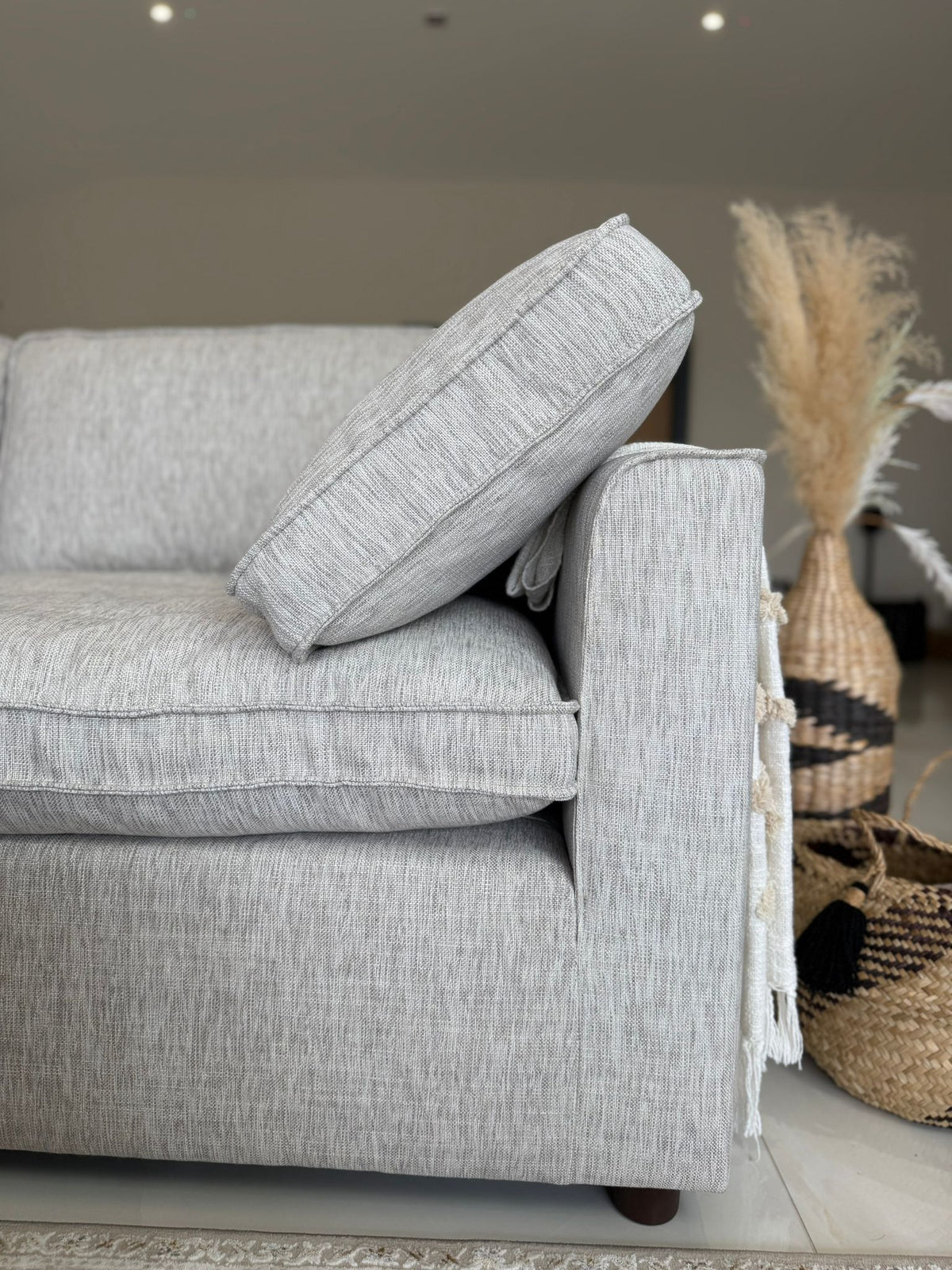 Santorini Sofa Large Corner with Footstool Grey