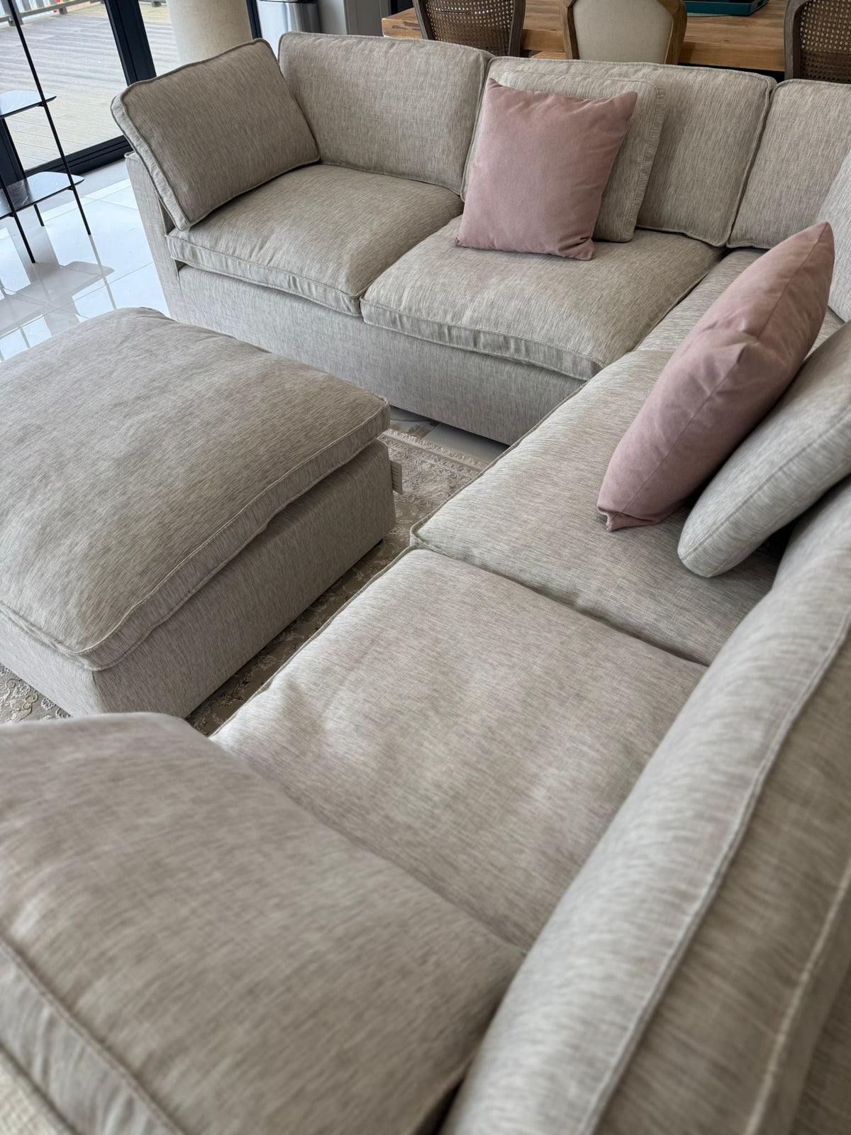 Santorini Sofa Large Corner with Footstool Grey