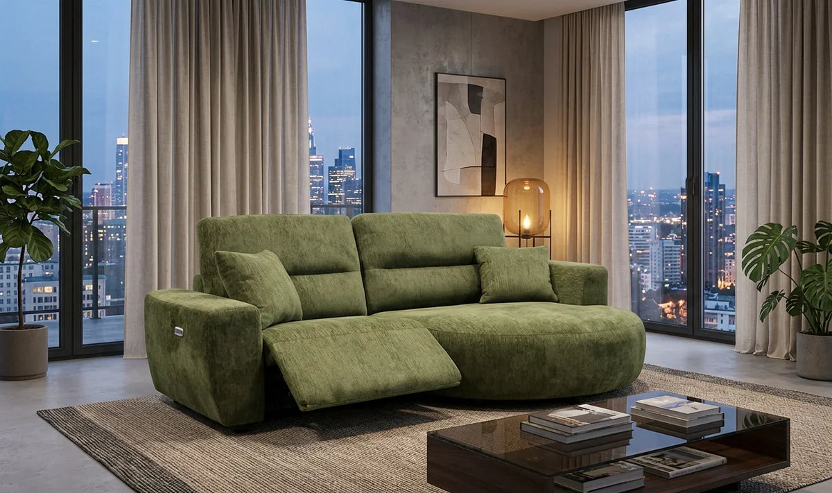 Denver Sofa Electric Recliner Right Hand Green