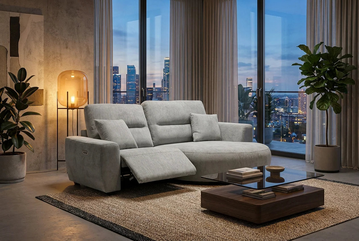 Denver Sofa Electric Recliner Right Hand Grey