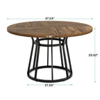 Round Dining Table for 4 People, 47.2" Kitchen Dinner Table with Metal Base