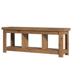63-Inch Solid Wood TV Stand with 3 Open Storage Shelves, Farmhouse Entertainment Center for TVs up to 75 Inches