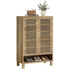 Free-Standing Shoe Cabinet, Narrow Farmhouse Wooden Organizer with 6 Shelves
