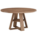 47.24-Inch Round Dining Table for 4-6, Modern Farmhouse Kitchen Table with X-Cross Pedestal Base and Storage Shelf for Dining Room