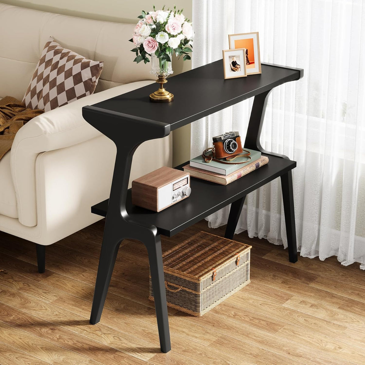 2-Tier end table, black finish