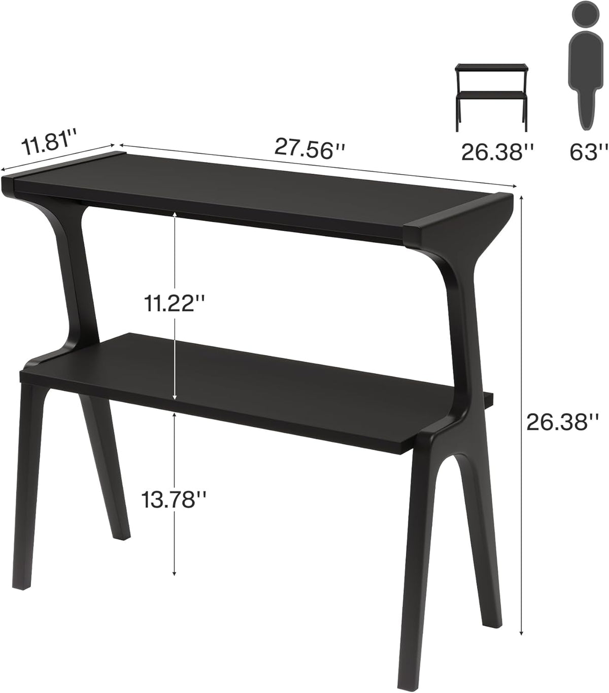 2-Tier end table, black finish