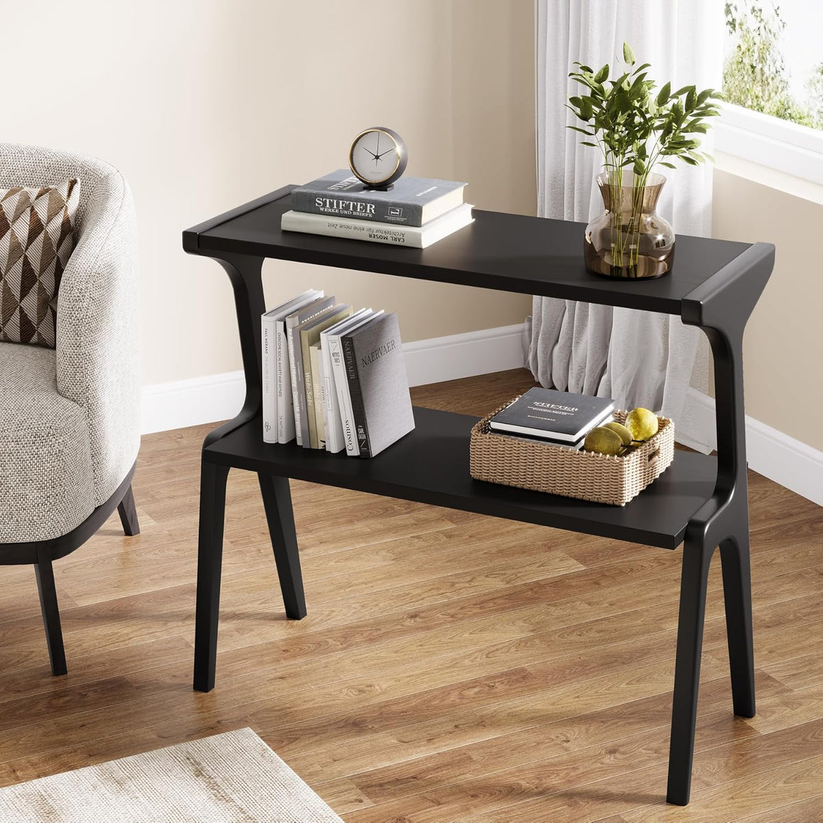 2-Tier end table, black finish