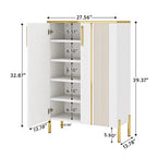 Wooden Shoe Cabinet, 6-Tier Shoe Organizer with Adjustable Shelves & Doors