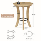 39.4-Inch High Round Bar Table with Curved Legs and Metal Footrest, Modern Pub Table for Kitchen and Coffee Bar