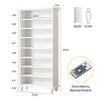 69-Inch Tall Shoe Storage Cabinet with LED Lighting and Solid Wood Legs, 28-Inch Wide 30-Pair Shoe Rack Organizer