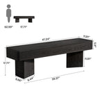 47.24-Inch Black Kitchen Table Bench with Rounded Edges, Modern Dining Bench for Dining Room