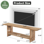 71 Inch Solid Wood TV Stand with 2-Tier Storage, Media Console for 55 to 85 Inch TVs