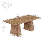 63 Inch Dining Table for 6, Farmhouse Rectangular Kitchen Table with Double Pedestal for Dining Room