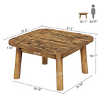 31.5" Solid Wood Square Coffee Table, Corner Farmhouse Center Table for Living Room