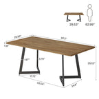 62.2-Inch Rectangular Dining Table for 6 with Metal Legs, Farmhouse Kitchen Table for Dining Room and Small Spaces (Only Table)