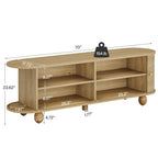 70.8-Inch Farmhouse Fluted TV Stand with Sliding Doors and Storage Shelves, Extra Long Media Console for 65 70 and 75 Inch TVs