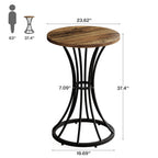 37.4" Round Bar Table for Two, Cocktail Table with Curved Metal Base in Black