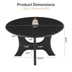 31.1 Inch Round Coffee Table with Cross Base, Modern Black Table for Living Room