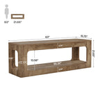 63-Inch Farmhouse Console Table with Circle Design, 2-Tier Entryway Table for Hallway