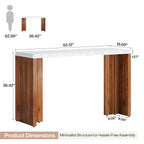 55.12-Inch Bar Table with Faux Marble Top, Counter Height Pub Table for Kitchen