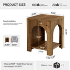 19.69-Inch Farmhouse Side Table with Arch Design, Wooden End Table for Living Room