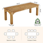 78.7-Inch Solid Wood Dining Table for 6-8, Extra-Long Farmhouse Table for Kitchen
