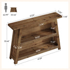 47.24-Inch Solid Wood Console Table, Farmhouse Entryway Table with 3-Tier Shelves