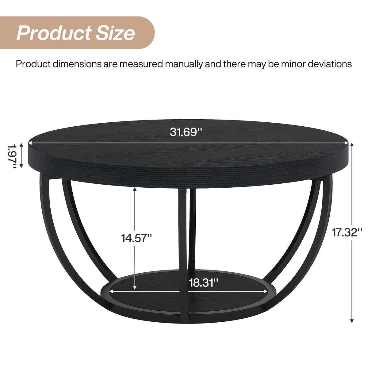 31.7-inch round coffee table