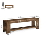 55.12 Inch Solid Wood Entryway Bench with Storage Shelf, Rustic Shoe Bench for Hallway