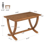 59 Inch Solid Wood Counter Height Dining Table with Footrest, Farmhouse Bar Table for 4-6