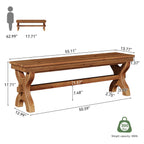 55 Inch Solid Wood Entryway Bench for 2, Farmhouse Narrow Seat for Hallway and Bedroom
