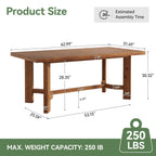 63-Inch Solid Wood Executive Desk, Farmhouse Work Table for Home Office and Meetings