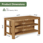 63-Inch Farmhouse Kitchen Island, Solid Wood Island Table with Open Storage Shelves