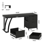 59 Inch Computer Desk with Reversible 3-Drawer Storage, Industrial Desk for Home Office