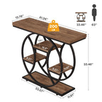 41.3" Industrial Console Table with 4-Tier Storage, Entryway Sofa Table for Hallway Living Room Entrance
