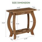 23.6 Inch Narrow Side Table with Curved Legs, Solid Wood End Table for Small Spaces