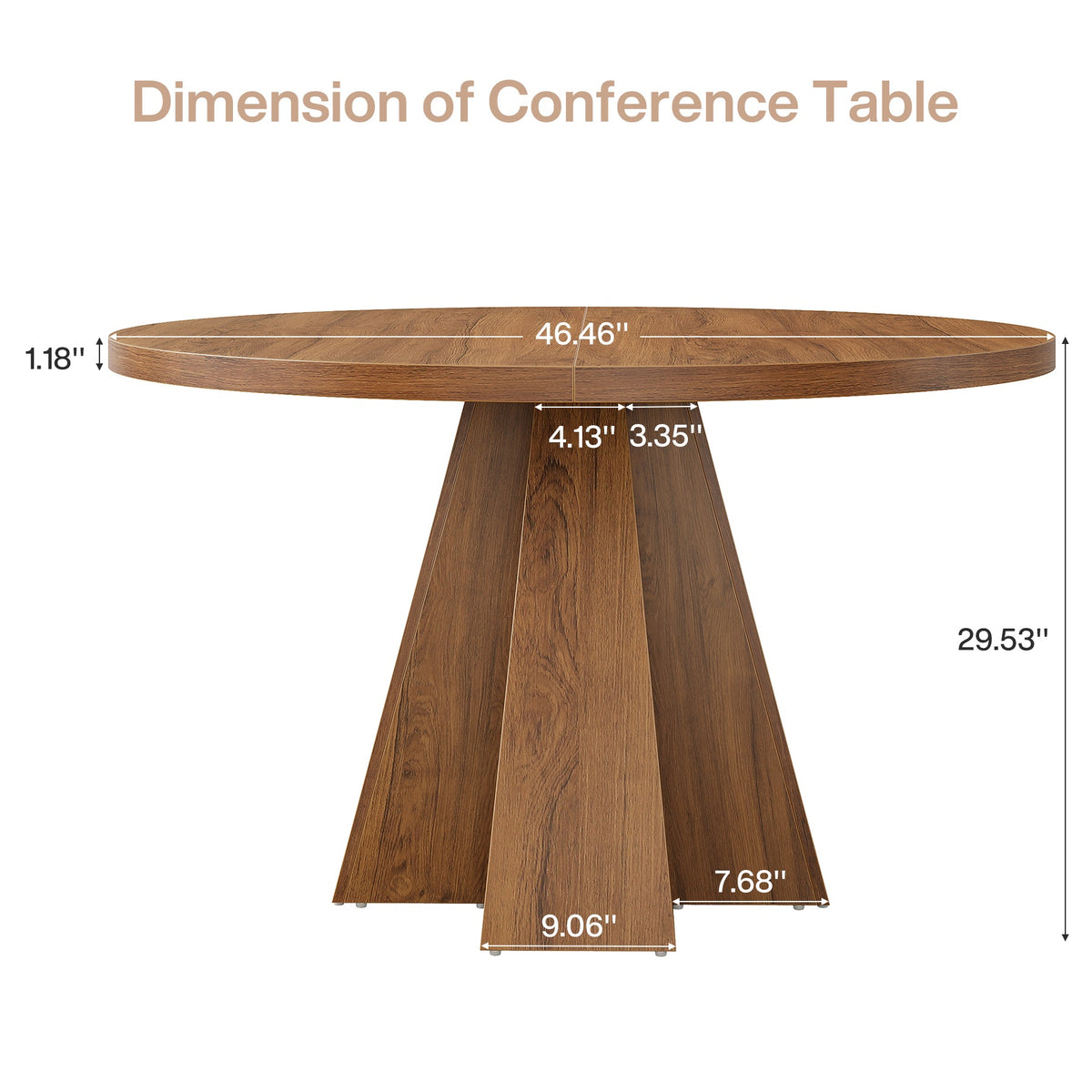 47-Inch Round Dining Table, Sturdy Base with Thickened Top for Kitchen and Dining Room
