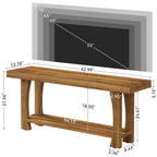 Solid Wood TV Stand for TVs up to 70 Inch, Farmhouse Media Console with Slatted Shelf