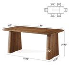 63-Inch Solid Wood Dining Table with Double Pedestal Base, Rustic Table for Dining Room