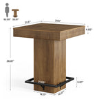 31.5-Inch Square Bar Table with Metal Footrest, Industrial Pub Table for Small Kitchens