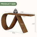 57-Inch Curved Console Table, Solid Wood Sofa Table for Hallway