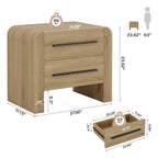 27.55 Inch 2-Drawer Nightstand with Curved Edges, Modern Bedside Table for Bedroom