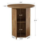 31.5-Inch Round Bar Table, Wood Pub Table with 2-Tier Hidden Storage for Home Bar