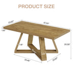 47" Rectangle Coffee Table, Farmhouse Wooden Accent Table for Small Spaces