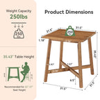 31.5-Inch Square Solid Wood Bar Table with Footrest, Farmhouse Counter Height Bistro Table