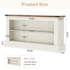 63-Inch Modern Farmhouse TV Stand with Storage, White Media Console for Living Room