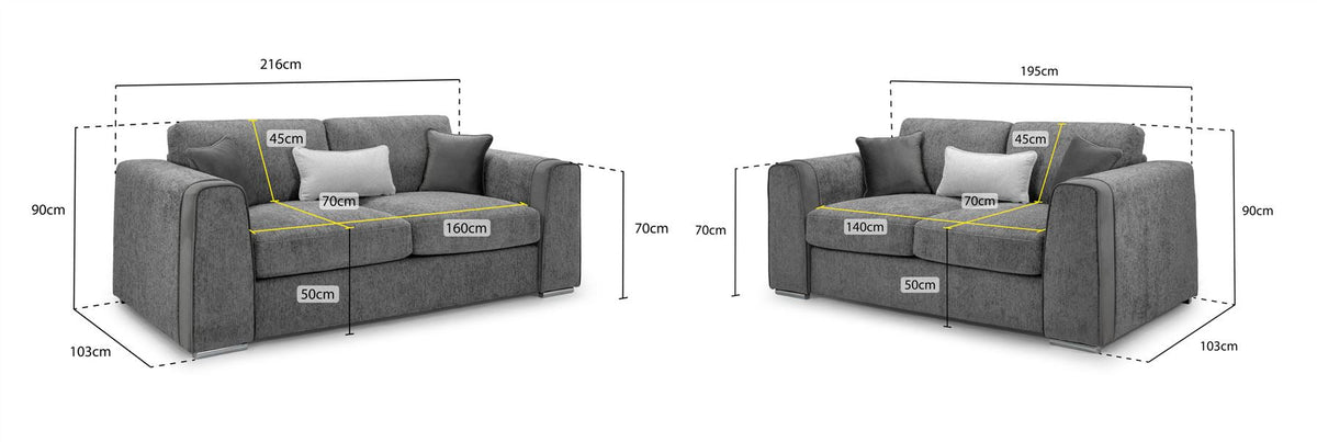 Naples Sofa 3+2 Set Grey