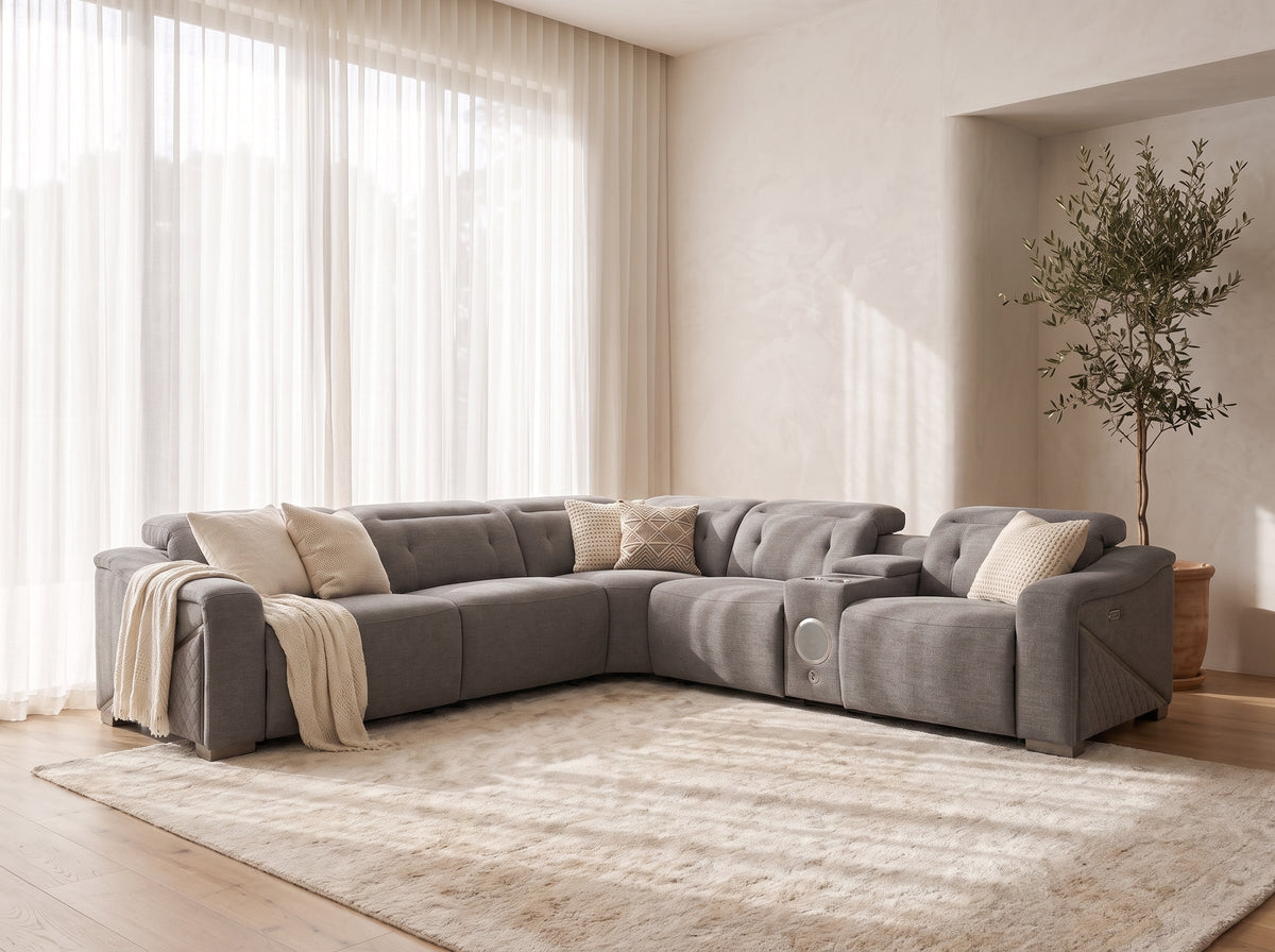 Ohio Electric Recliner Sofa Large Corner Grey